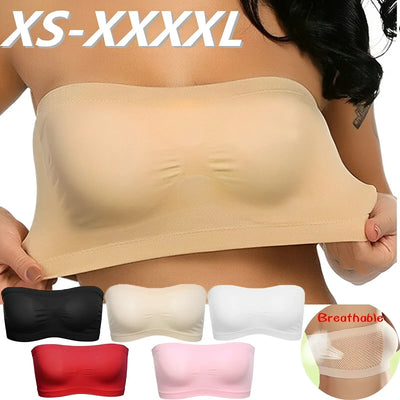 Women Breathable Mesh Tube Bra Seamless High Elastic Wrapped Sexy Invisible Strapless Chest Wraps Tube Tops Pregnant Mothers Bra