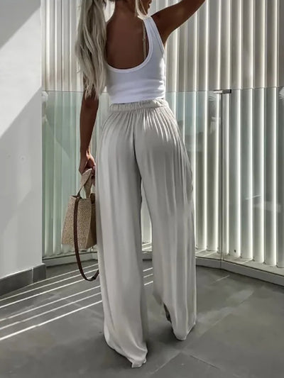 Loose Loungewear Wide Leg Pants, Women Spring Summer All Match Fashion Trousers, 2024 High Elastic Waist Ladies Pants Streetwear