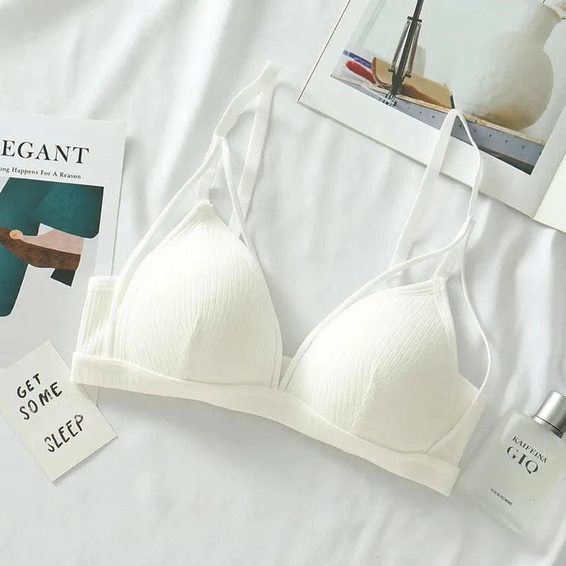 Cotton Bra For Women Push Up Bralette Sexy Lingerie Deep V Backless Comfort Small Breast Thin Pad Bra Female Cotton Underwear
