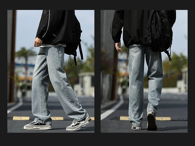 2025 New Men's Baggy Casual Jeans Male High Street Straight Leg Denim Pants American Classic Retro Autumn Casual Long Trousers