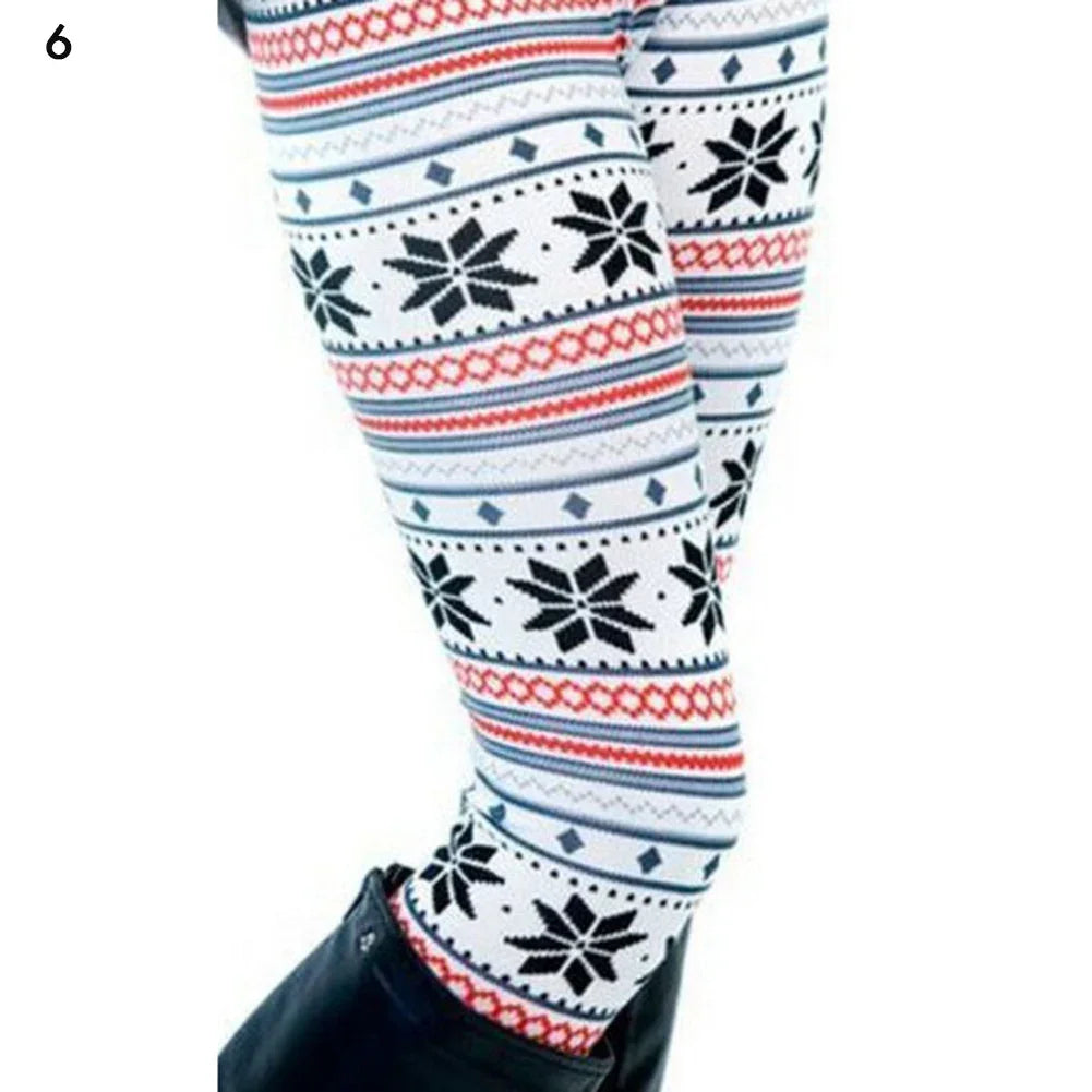 Christmas Leggings Women Tights Trouser High Waist Skinny Leggins Snowflake Elk Xmas Fitness Legging Lady Stretch Trousers Pants