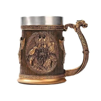 Coffee Beer Mugs Viking Retro 3D Personalized Stainless Steel Mug Big Capacity Water Cups Simulation Wooden Juice Cup Home Items