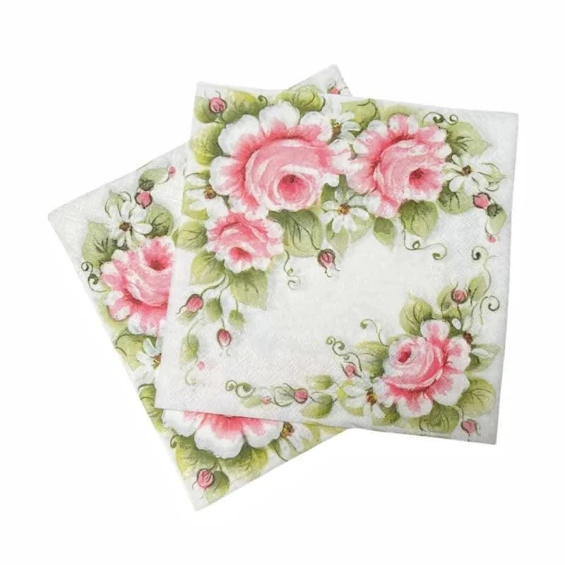 10/20pcs 33cm Lotus Flower Printed Facial Tissue Picnic Birthday Party Wedding Confessions Tissue Full Flower Napkins Decoupage