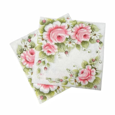 10/20pcs 33cm Lotus Flower Printed Facial Tissue Picnic Birthday Party Wedding Confessions Tissue Full Flower Napkins Decoupage