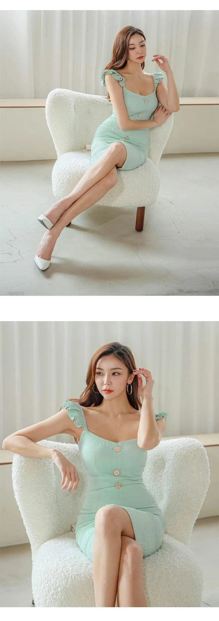 Knee-Length Strap Low Cut Slim Midi Dress For Women |  Elegant & Sexy | Party Vacation | Summer Dress for Girls & Ladies