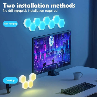 RGB Hexagonal Quantum Lamp LED Smart Wall Light Panels APP Remote Control Ambient Night Light DIY Shape Game Room Decor