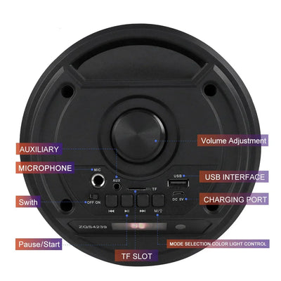 Bluetooth Wireless Speaker Stereo Speaker Support USB/TF/AUX/FM/BT/MIC Loud Boombox Speaker with Bass Lights for Outdoor Party