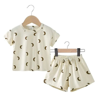 Summer Kids Clothes Boys Outfit Set Cartoon Print Cotton Short Sleeve Tops Shorts 2 Pcs Fashion Children Clothing 1-3 Years