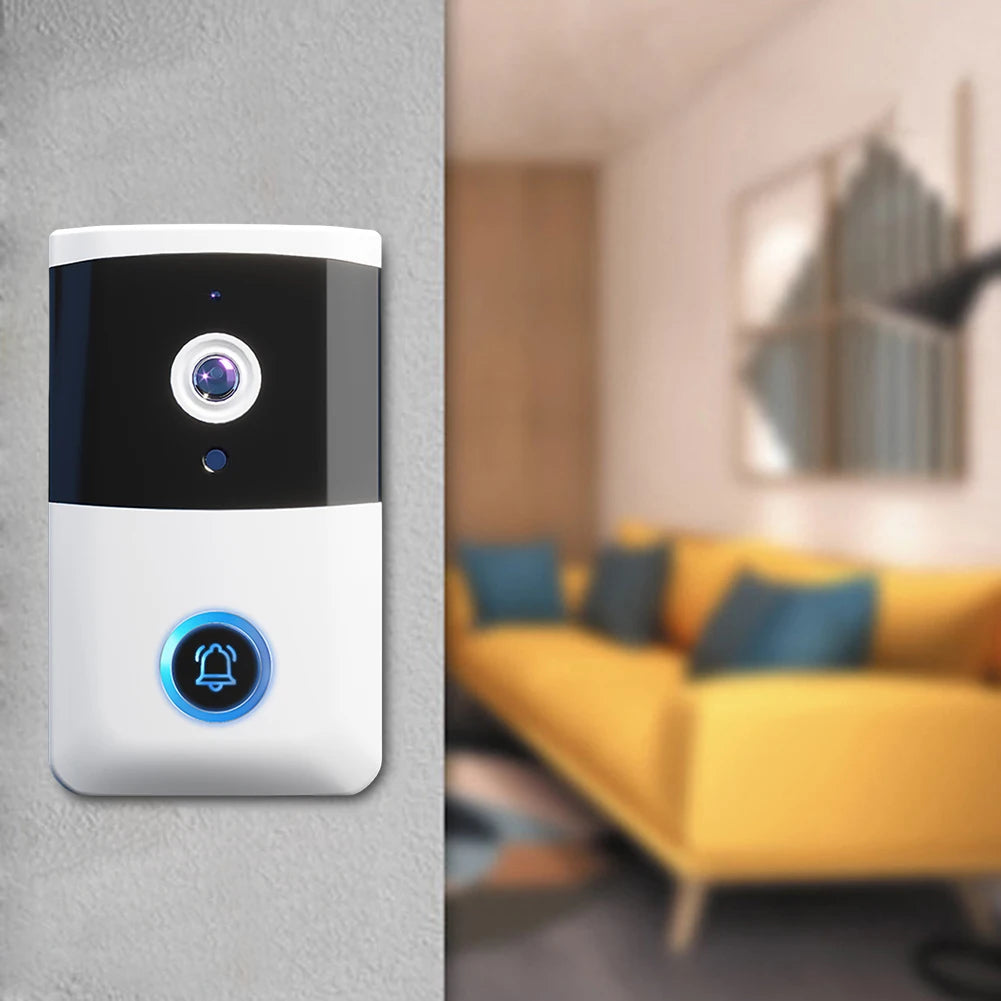 WiFi Wireless Video Doorbell IR Night Vision Doorbell Camera Two-way Audio Visual Doorbell for Home Security Alarm System