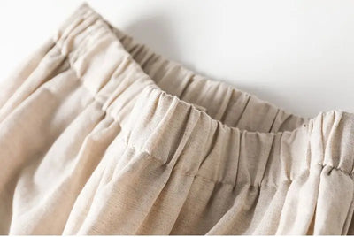 Vintage Chic Embroidery Linen Cotton Long Skirts Women Summer Elastic High Waist Pleated Maxi Skirt Female Elegant A-Line Skirt
