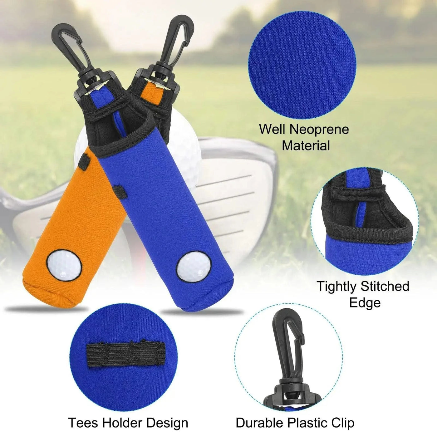 Golf Tee Holder Golf Ball Carry Bag Neoprene Golf Ball Pouch Golf Ball Holder Keychain Belt Clip Portable Golf Gifts Accessories