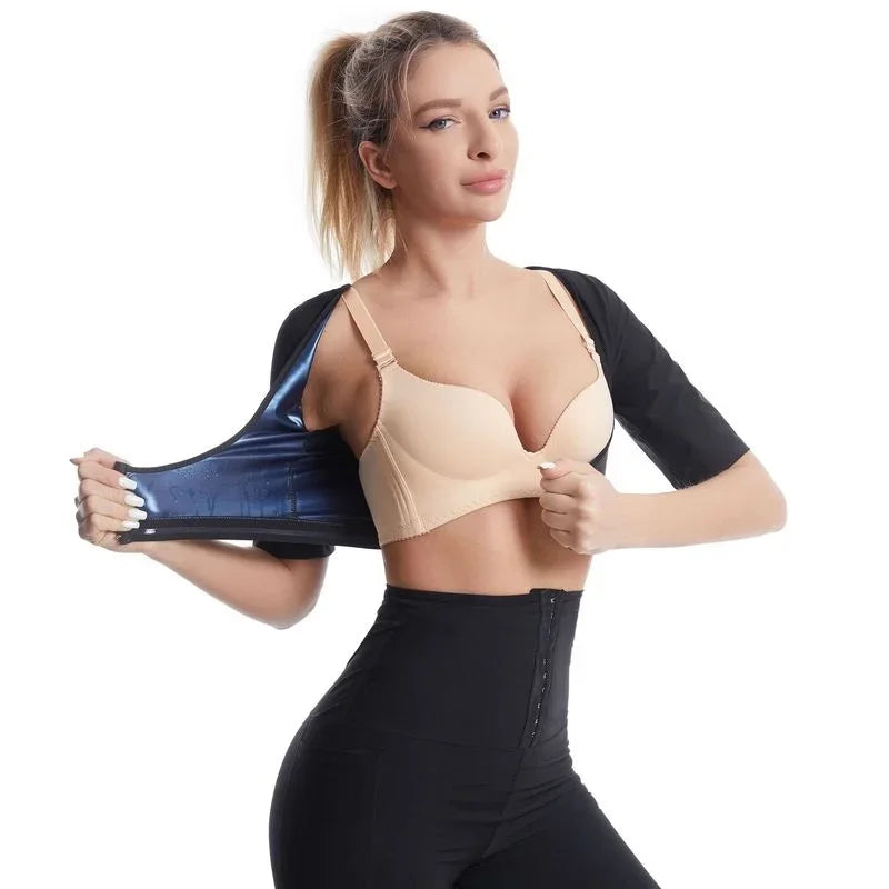Upper Arm Shapers Compression Long Sleeves Women Arms Sauna Shapewear Shoulder Breast Support Push Up Fat Burner Sweat Corset