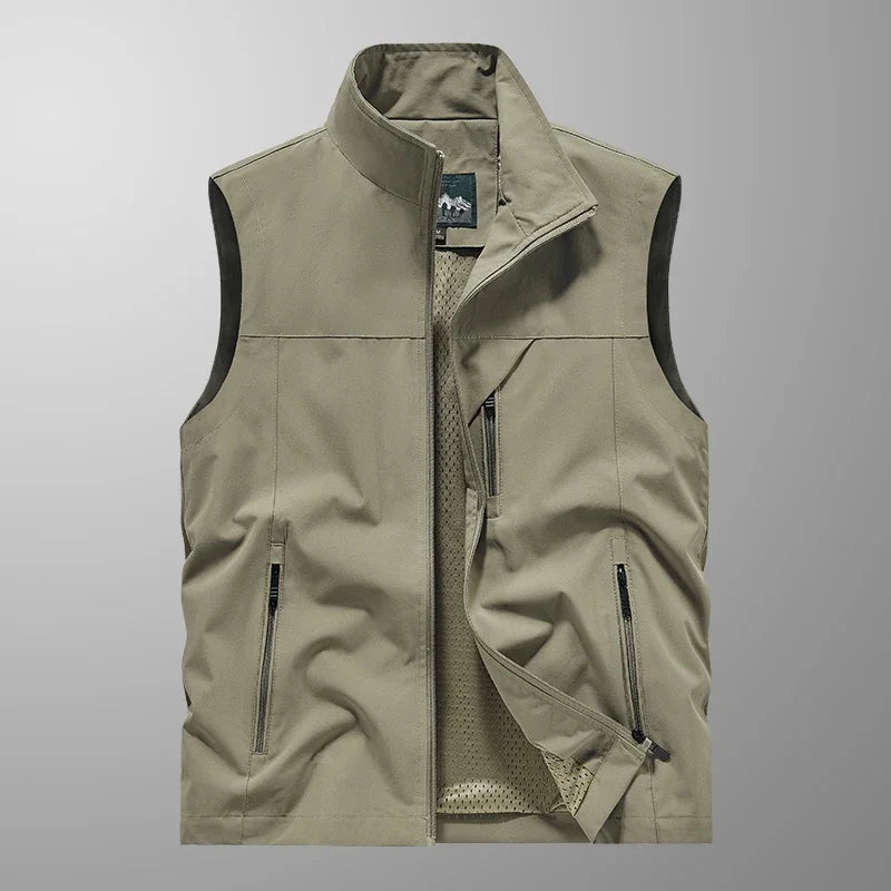 Summer Vest Men's Work Vest Large Size Golf Sleeveless Jacket Tactical windbreaker Hunting Camping Fishing waterproof Coat Parka