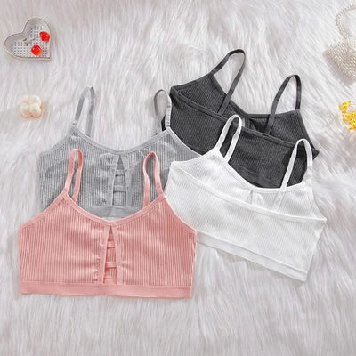 Wireless Cotton Bras for Women Threaded Cotton Wrap Underwear Triangle Cotton Bra Stretch Thin Unpadded Bra and Panties Set