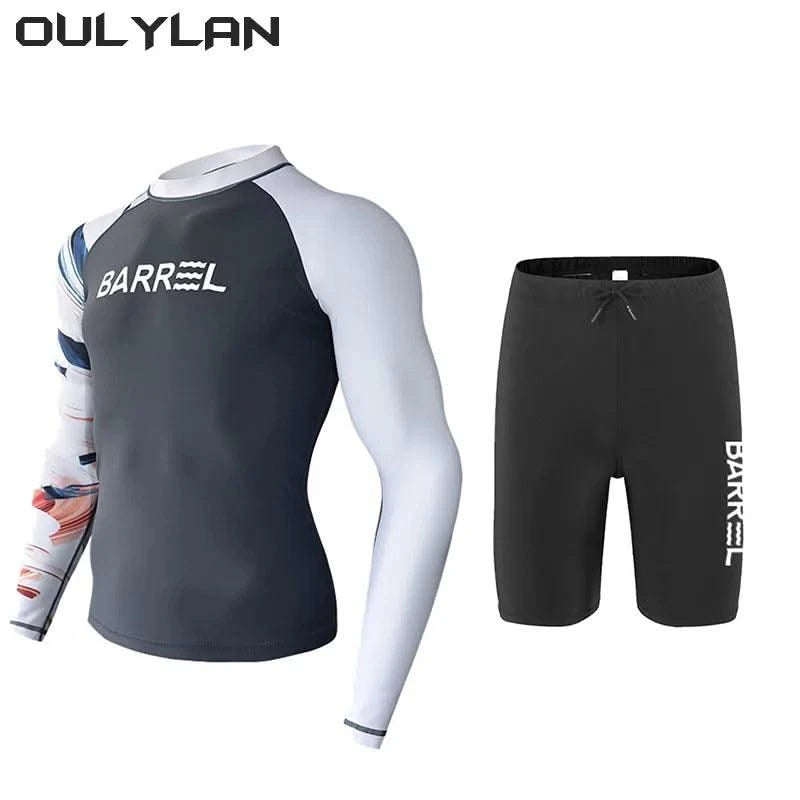 Long Sleeve Neoprene Wetsuit Women Rash Guards Swimwear Two-Piece Swimsuit Men Surfing Swimming Suit Beach Diving Bath Suit