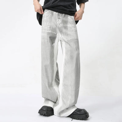 Men's White Baggy Jeans Dirty Printed Grunge Y2K Loose Straight Denim Pants Harajuku Oversized Streetwear Jeans Trousers Male