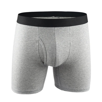 Long Boxer For Man Cotton Men's Panties Family Print Boxershorts Mens Open Front Underwear Sexy Male Underpants Shorts