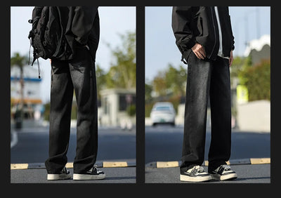 2025 New Men's Baggy Casual Jeans Male High Street Straight Leg Denim Pants American Classic Retro Autumn Casual Long Trousers