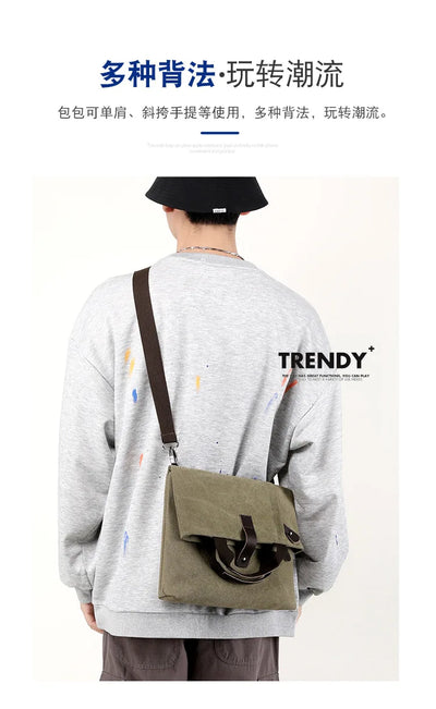 Men's Fashion Canvas Shoulder Bag Business Travel Crossbody bags Men Multifunctional Messenger Bags Briefcase Men Handbags Totes