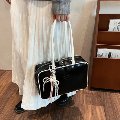Designer Bowling Tote Women's Oversized Shoulder Bag, High-Capacity Office Handbag, Fashionable Minimalist Crossbody Purse
