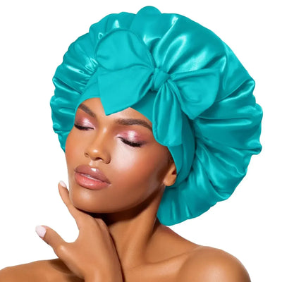 Silk Bonnet for sleeping Women Satin bonnet Hair Bonnet Night Sleep Cap Scarf wrap for Curly Hair with tie Band Black