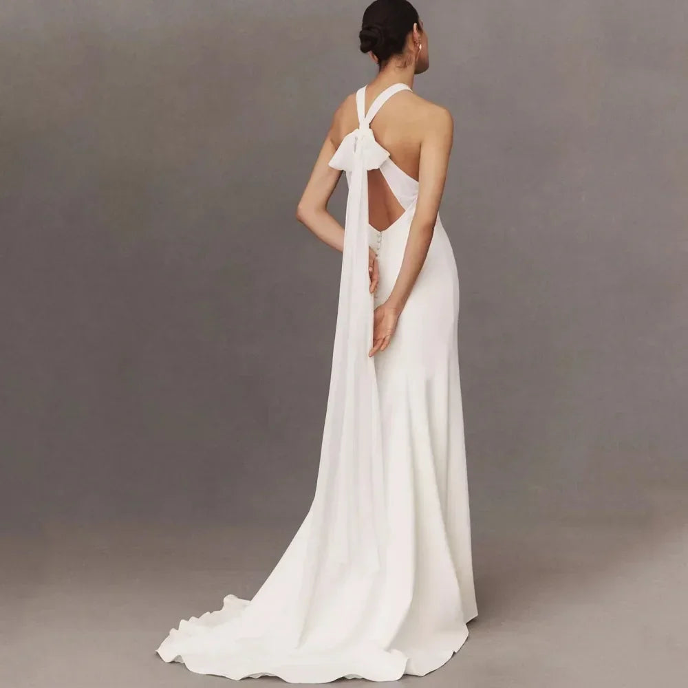 Customized Mermaid Wedding Dresses Simple Halter Bridal Gowns Backless Bride Dress New Elegant Vestido De Novia