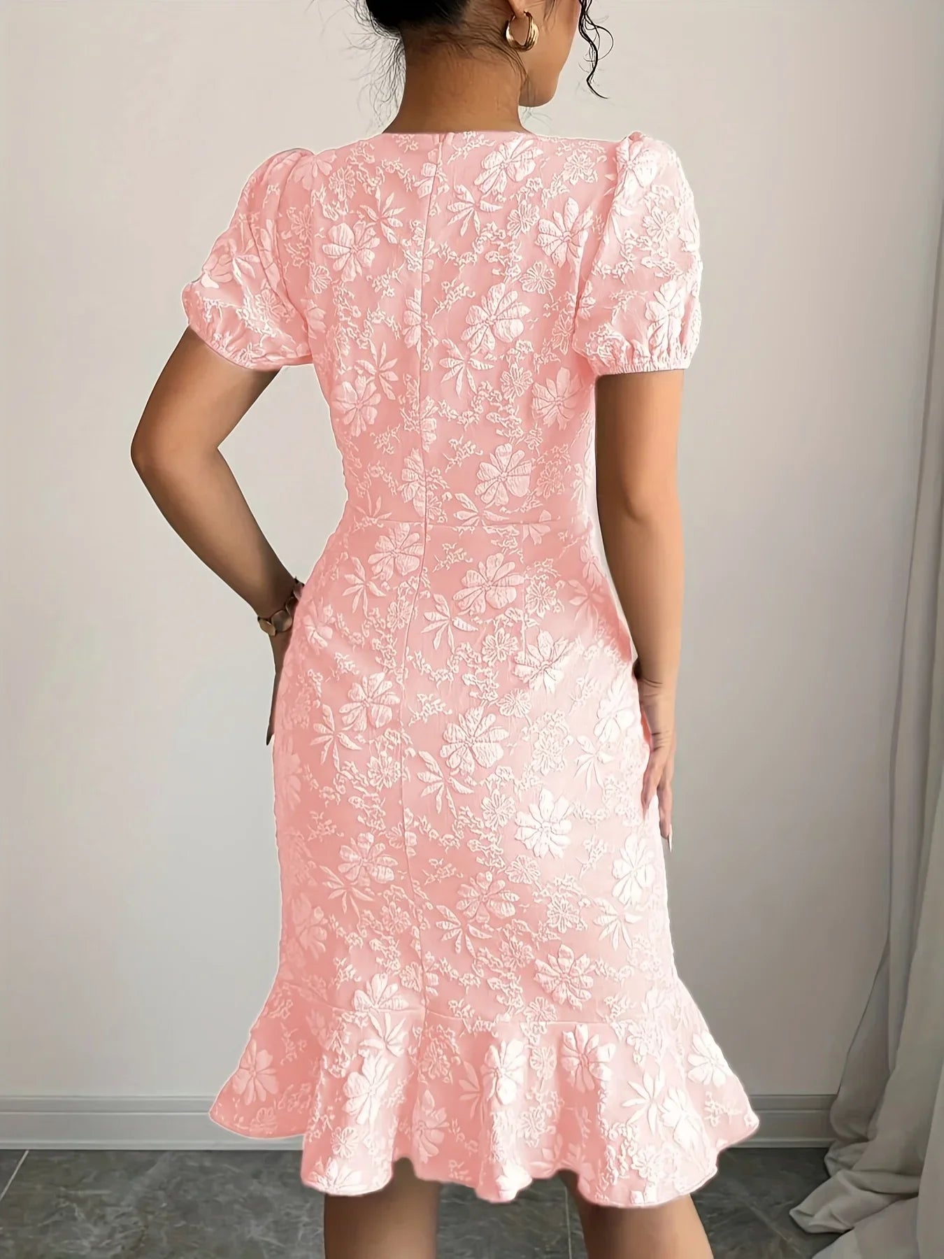Dresses for Women Women's Dress Floral Print Puff Sleeve Dress
