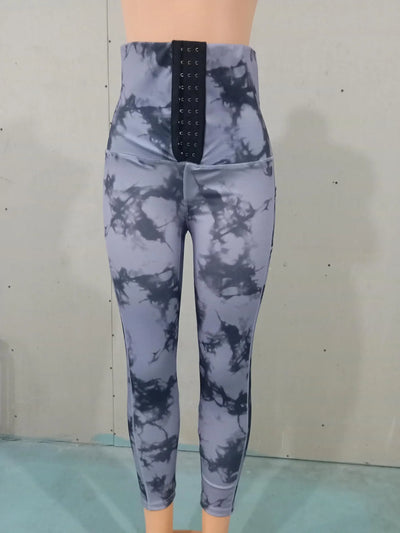 Women's Pants 2022 Autumn Fashion Tie Dye Print Tummy Control Butt Lifting Pocket Design Casual Skinny Daily Long Yoga Pants