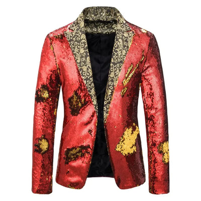 Men's Suit Shiny two-tone sequin shawl Collar suit Men's Wedding Groom Singer Dance Sequin Suit Jacket DJ Club Stage Men's suit