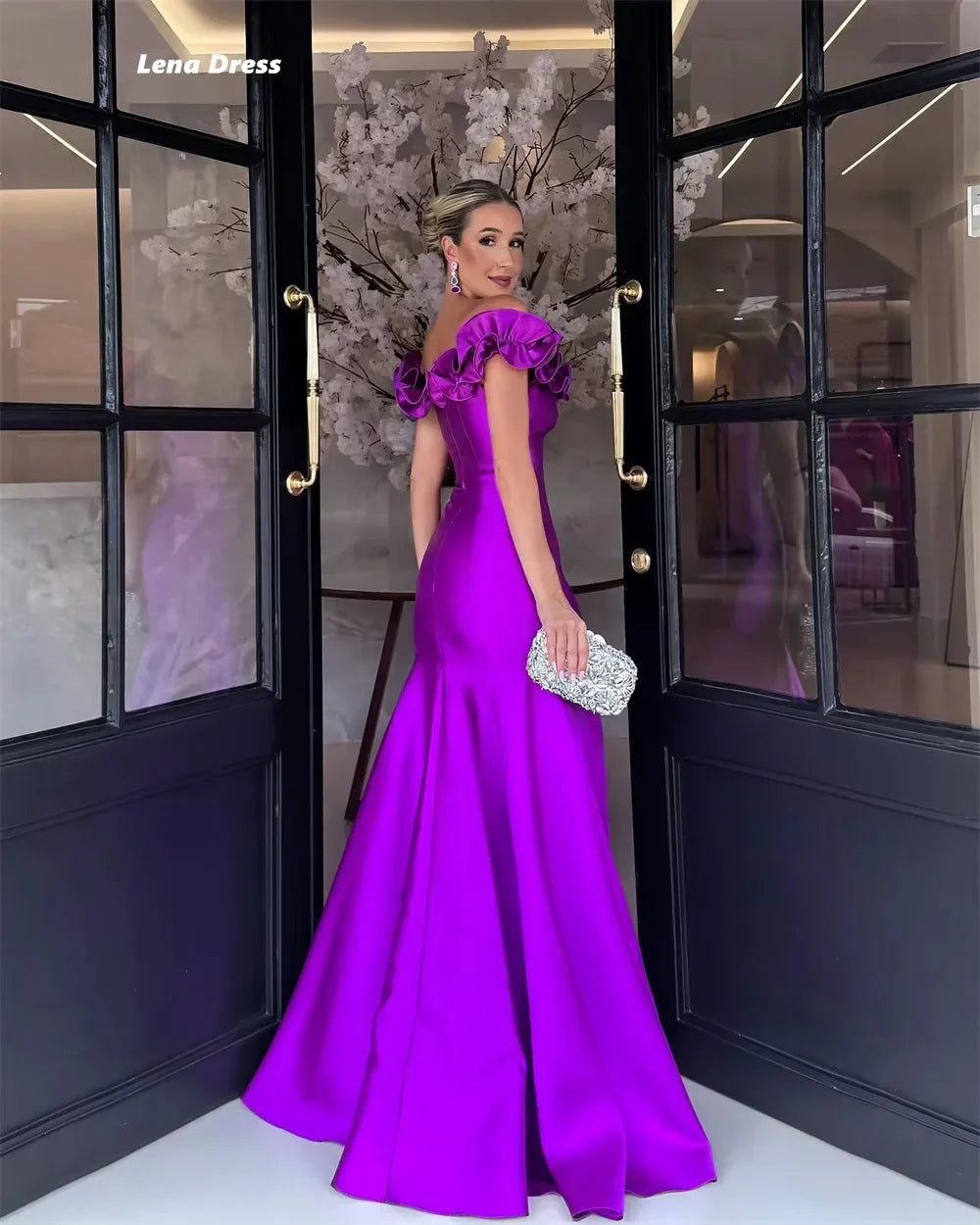 Lena Off-shoulder Luxurious Women's Evening Dresses for Special Occasions Luxury Prom Dresses 2025 Purple Custom Made Ball Gown
