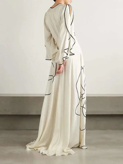 UOOZEE Elegant Party Evening Dresses 2025 Women Summer Fashion Flower Printed Ruffled Sleeves Falbala Wedding Banquet Dress