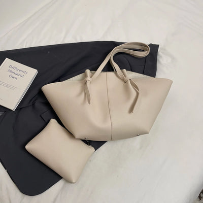 Branded Designer Shoulder Tote Bags For Women Soft PU Leather 2-IN-1 Big Capacity Shopper Tote Set 2025 Luxury Designer Handbags