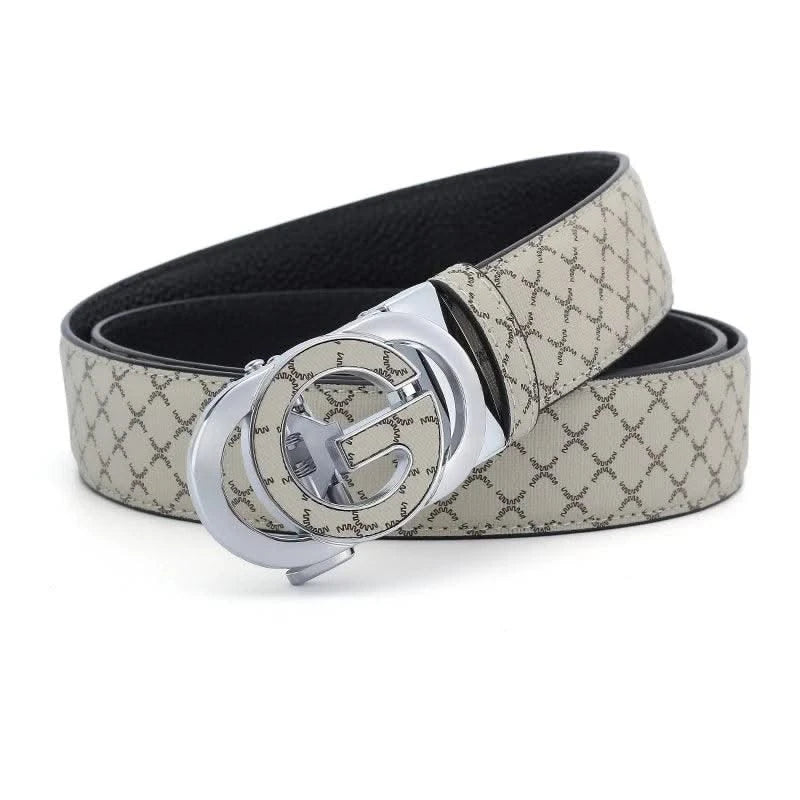 Men's Genuine Leather Belt With Automatic "G" Buckle - Fashionable Business Casual Style