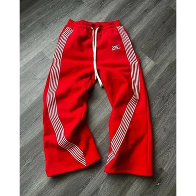 Y2K Cargo Pants Harajuku Double Stripes Zipper Embroidered Waist Retro Streetwear High waisted Wide Leg Pants Men Women Trousers
