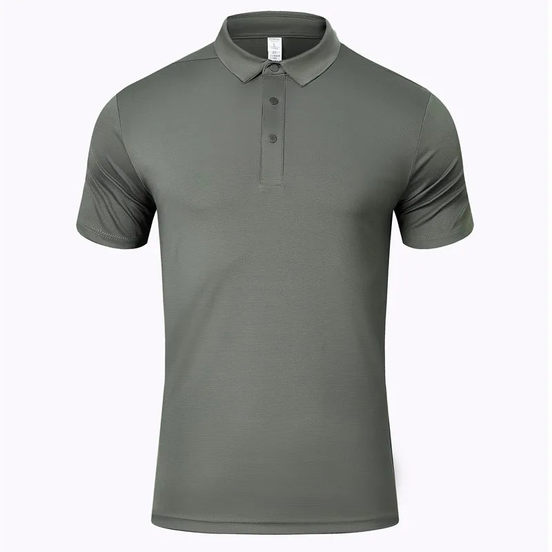 Summer Sports Polo T-shirts Men Solid Color Straining T-shirts Breathable Comfortable Short Sleeve