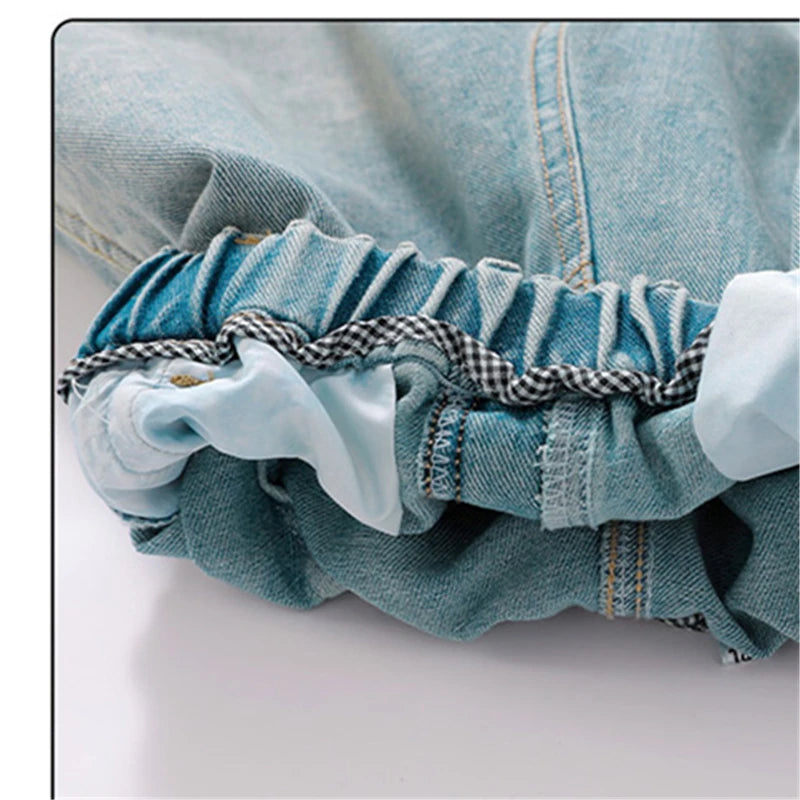 High Quality Luxury Kids Designer Jeans Pants for Children Boy Loose Straight Stylish Denim Trousers 4 5 6 7 8 9 10 11 12 13 14Y