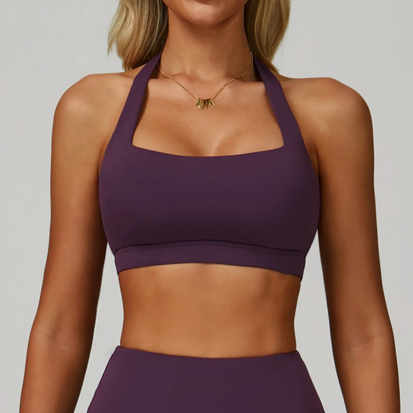 Breathable Sports Bra Anti-Sweat Fitness Top Women Hanging Neck Yoga Bra Shockproof Crop Tops Push Up Sport Bra Gym Workout Vest
