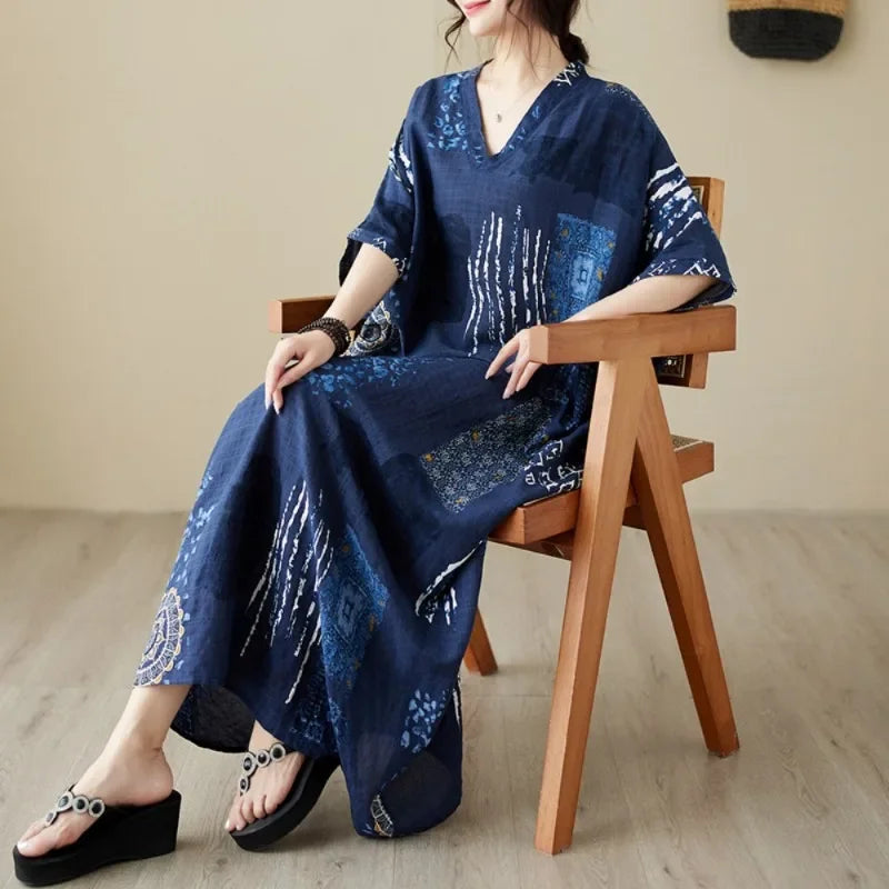 Summer Dress for Women Clothing Streetwear Ethnic Style Bohemian Beach Vintage Clothes Casual Fashion Harajuku Loose Streetwear