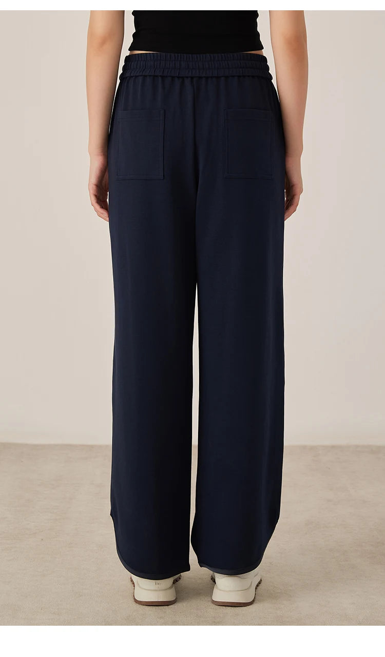 KL7523369 Women's Wide Leg Lounge Pants Cotton Blend Drawstring Waist Casual Fall Clothing