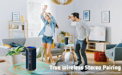 Bluetooth Speaker Wireless,IP67 Waterproof Portable Speaker with Lights,40W Loud Stereo Sound, TWS Pairing, BT5.3, Camping/Home