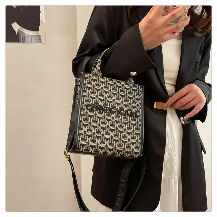 2025 Designer Sheet Music Bag for Women - Colorblock Crossbody Purse, Chic Shoulder & Handheld Tote with Adjustable Strap