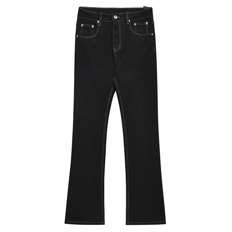 Men Fashion Cool Style Streetwear Jeans Male Daily Hot Sale Basic Black Denim Pants Slim Fit Casual Bell Bottom Denim Trousers