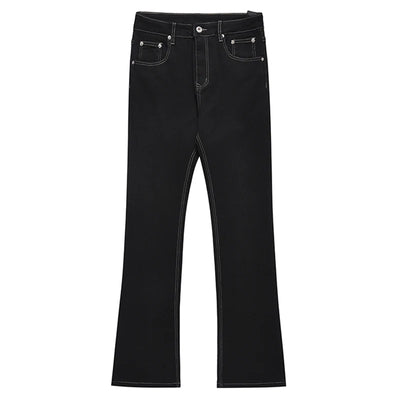 Men Fashion Cool Style Streetwear Jeans Male Daily Hot Sale Basic Black Denim Pants Slim Fit Casual Bell Bottom Denim Trousers