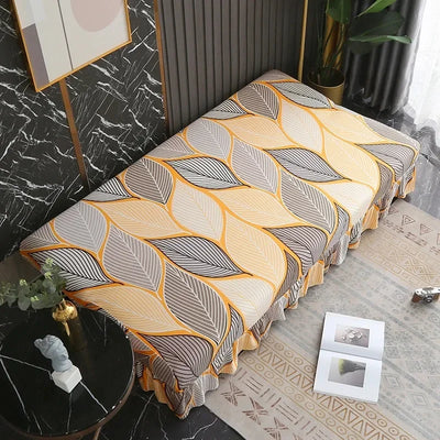 1/2/3Seater Sofa Bed Cover with Skirt Elastic Printing Seat Cover Armless Sofa Bed Cover Sofa Covers for Living Room Home Decor