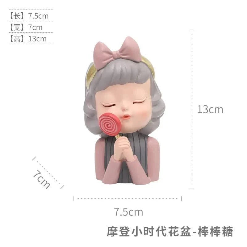 European Resin Gardening DIY Succulent Flower Pot Table Top Creative Cute Girl Green Plant Small Flower Pot