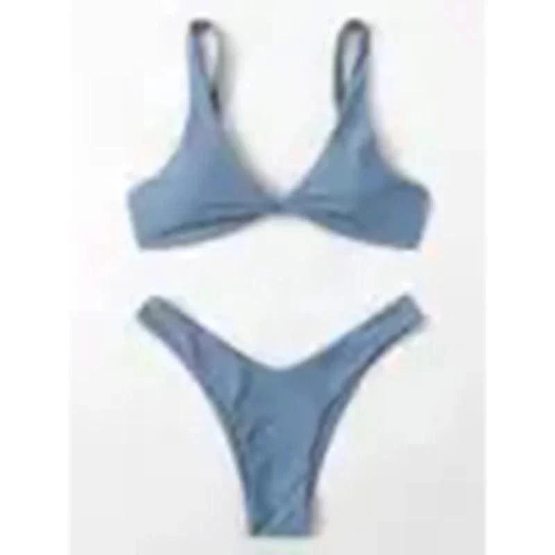 OIINAA Bathing Suit Women Solid Sexy Swimsuit Bow Tie Drawstring Lace Up Summer Bikini Set Two-pieces Beachwear Thong Biquinis