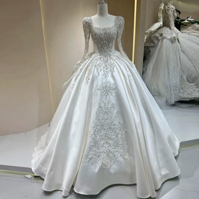 Wedding Dress with Sparkling Embellishments and Long Trains Delicate Lace