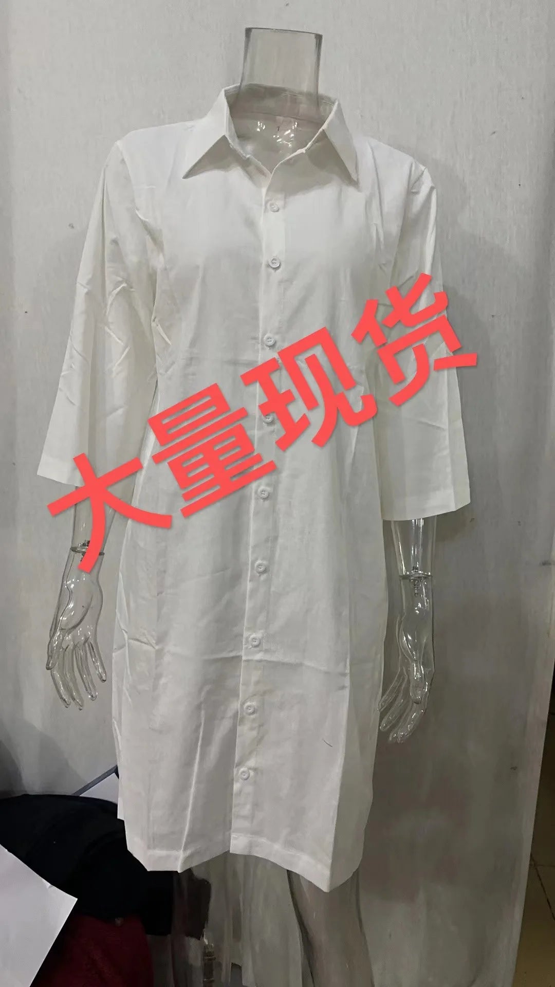 White Spring Cotton Linen Women's Mini Dress Half Sleeve Elegant  Female Trendy Autumn Casual Clothes Office Lady Shirt Dresses
