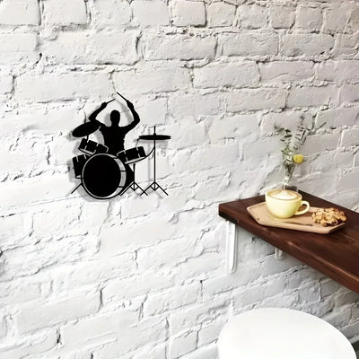 1pc wrought iron wall decoration for men playing drums, suitable for living room, bedroom, music room, suitable for music lovers