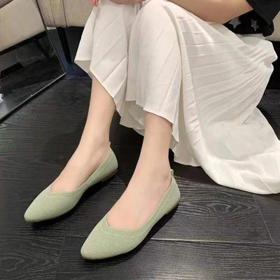 Women's Ballet Casual Shoes Slip-on Flats Knitting Ballerina Pointe Shoes